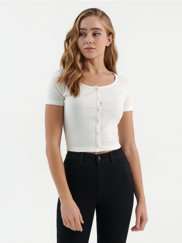 Tricou cu nasturi - cream - HOUSE