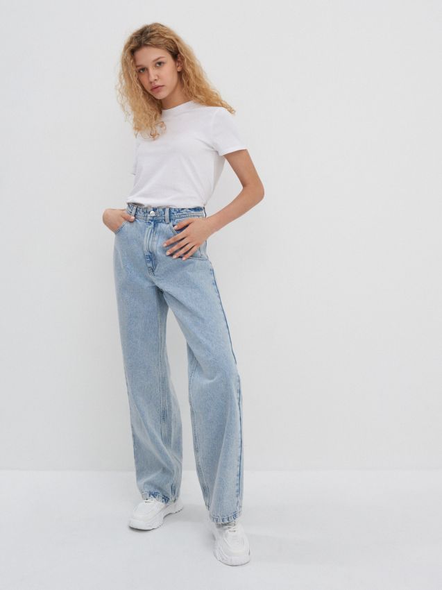 Jeansy wide leg z wysokim stanem - niebieski - 1892E-50J - HOUSE