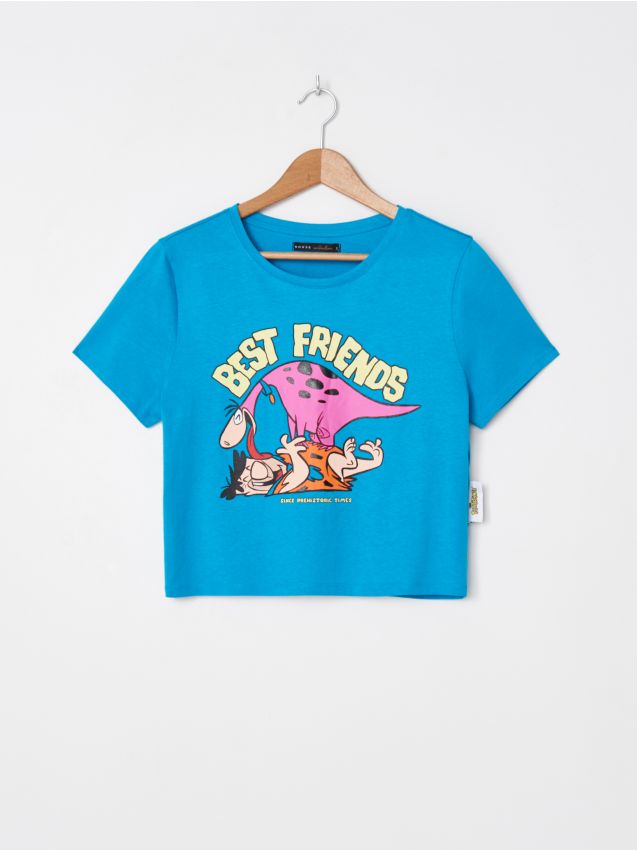 Tricou cu imprimeu The Flinstones - turcoaz - 1920A-66X - HOUSE