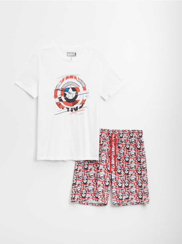 Komplet pidžame s printom Captain America - bijela - HOUSE