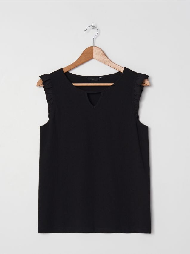 Top with frills - black - 2317A-99X - HOUSE