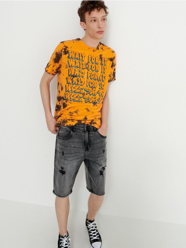 Denim faded shorts - grey - 2325E-90J - HOUSE