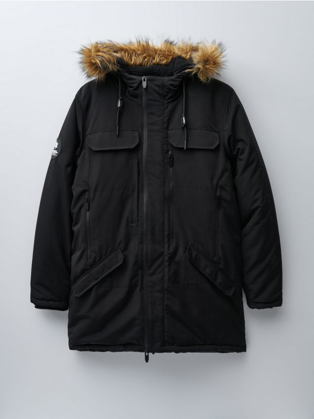 Parka stila jaka ar kapuci - melns - 2899I-99X - HOUSE