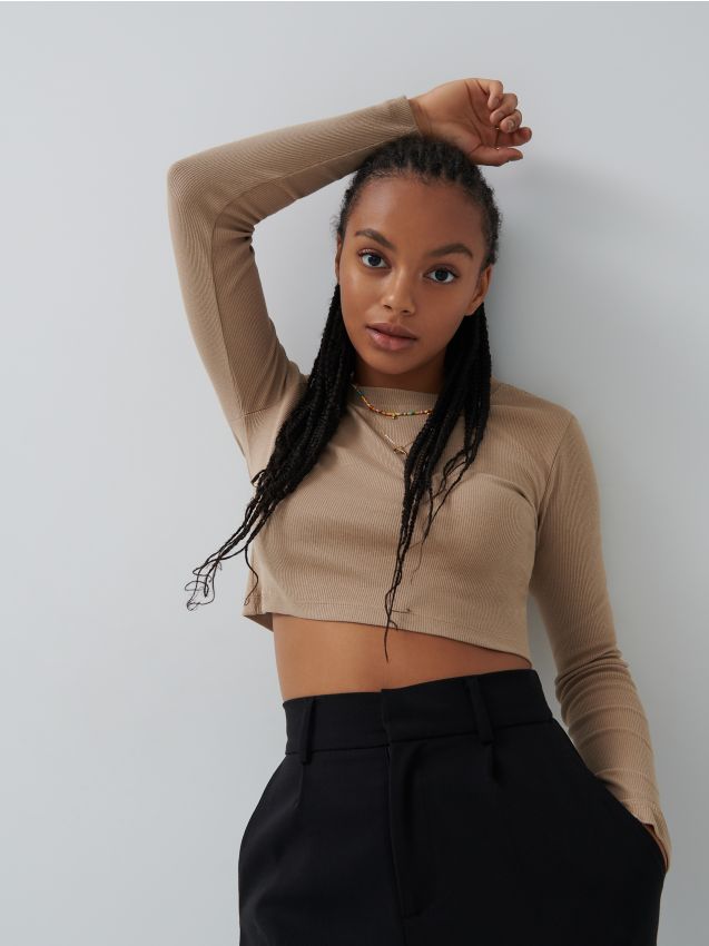 Tricou cu mânecă lungă - nude - 2963L-02X - HOUSE