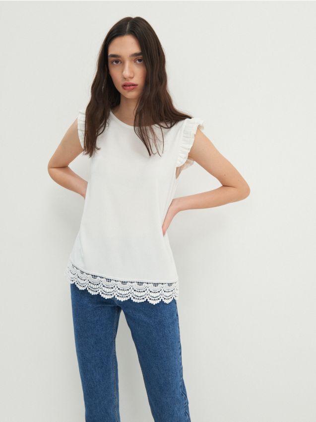 Čipkasta bluza - cream - 3049A-01X - HOUSE