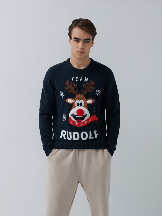 Різдвяний светр Team Rudolf - темно-синій - 3352L-59X - HOUSE