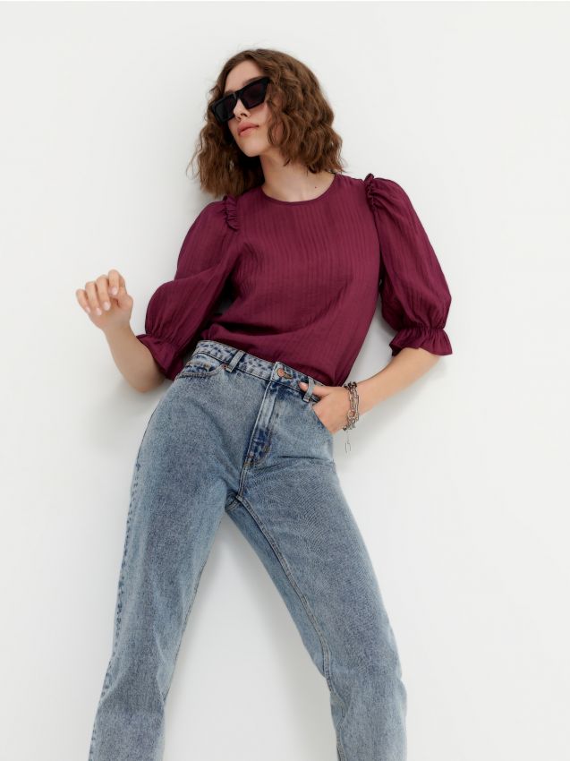 Bluse aus Strukturstoff - violet - 3372I-45X - HOUSE