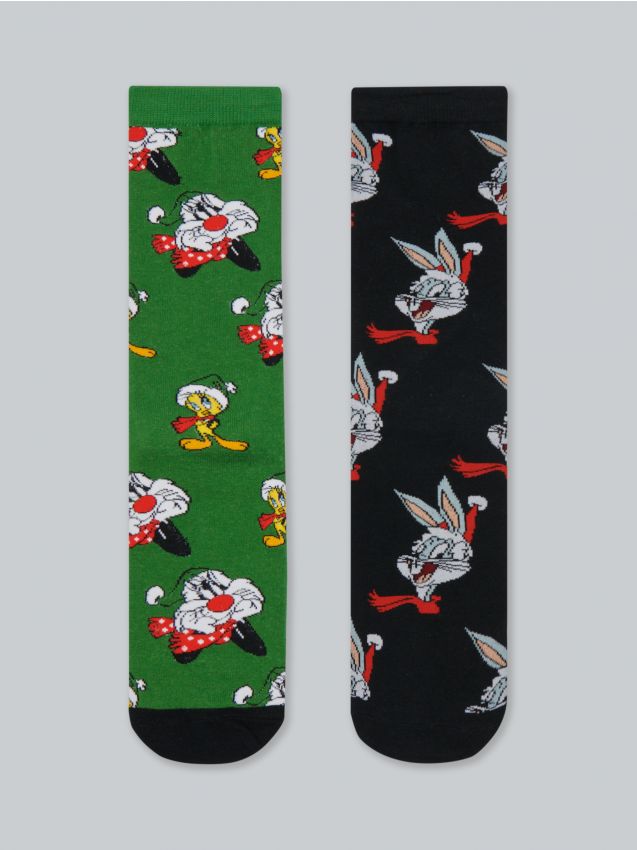 Різдвяні шкарпетки, 2 пари Looney Tunes - різнобарвний - 3438L-MLC - HOUSE