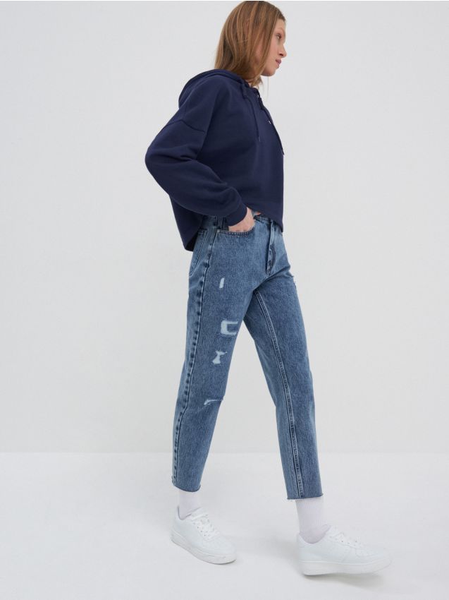 Distressed mom jeans - blue jeans - 3503E-55J - HOUSE
