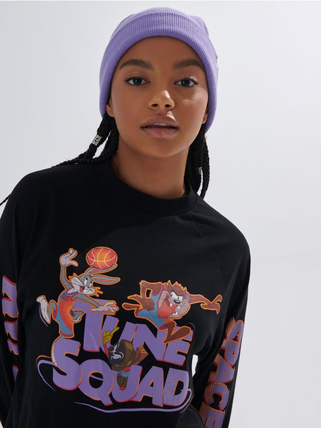 Tricou cu mânecă lungă Space Jam - negru - 3503I-99X - HOUSE