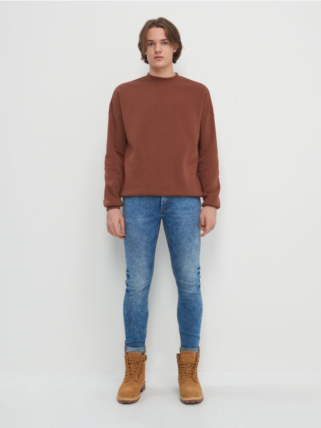 Jeansy skinny fit z efektem sprania - niebieski - 3776D-54J - HOUSE