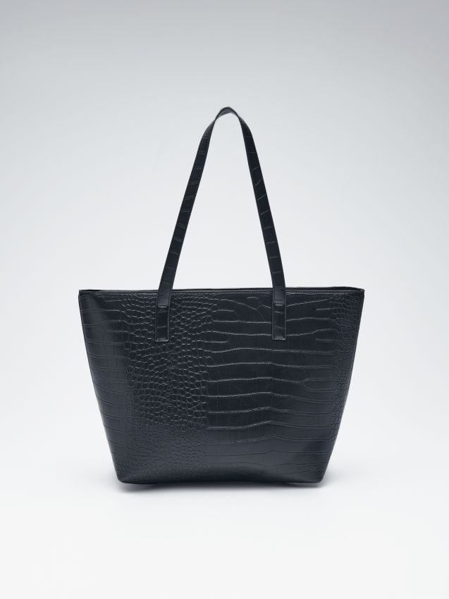 Torba shopper z imitacji skóry - czarny - 3861I-99X - HOUSE