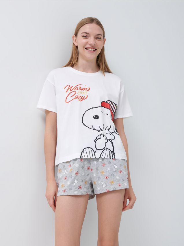 Pižama s potiskom Snoopy - večbarvna - 3901L-MLC - HOUSE