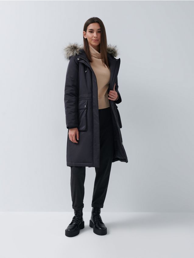 Водонепроникне пальто з каптуром - dark grey - 4010I-90X - HOUSE