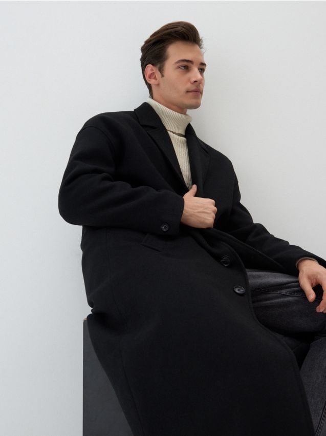 Oversized coat with wool blend - schwarz - 4062A-99X - HOUSE