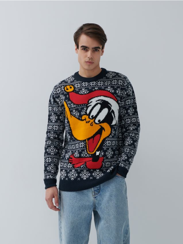 Ziemassvētku džemperis Looney Tunes - tumši zils - 4233L-59X - HOUSE