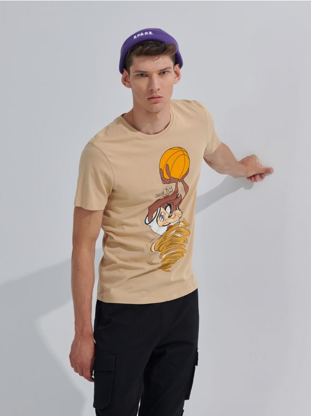 Majica kratkih rukava s printom Space Jam - bež - 4250I-08X - HOUSE