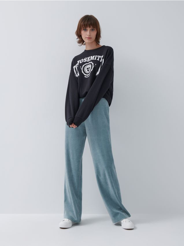 Bluză oversize cu imprimeu - dark grey - 4312I-90X - HOUSE