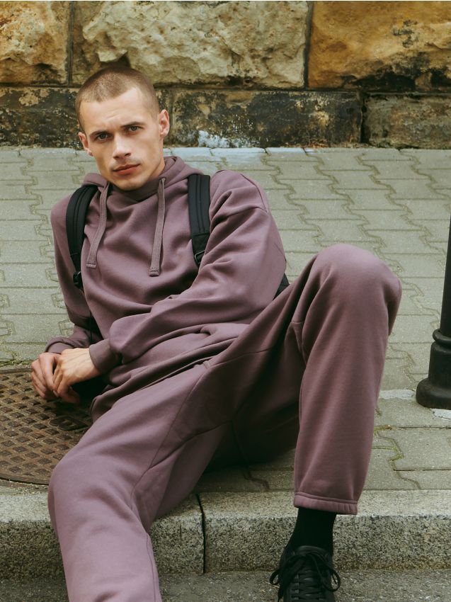 Gładka bluza z kapturem - steel violet - 4550I-94X - HOUSE
