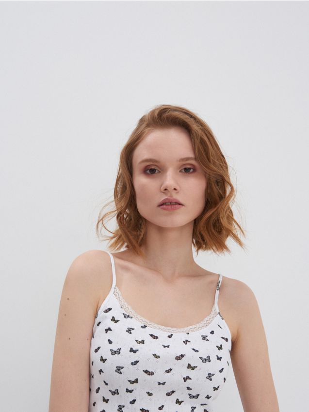 Short print top - white - 4586E-00X - HOUSE