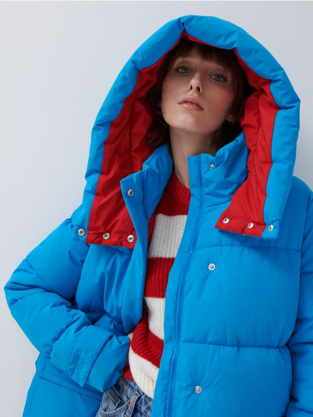 Prešita jakna s kapuco - modra - 4646G-55X - HOUSE