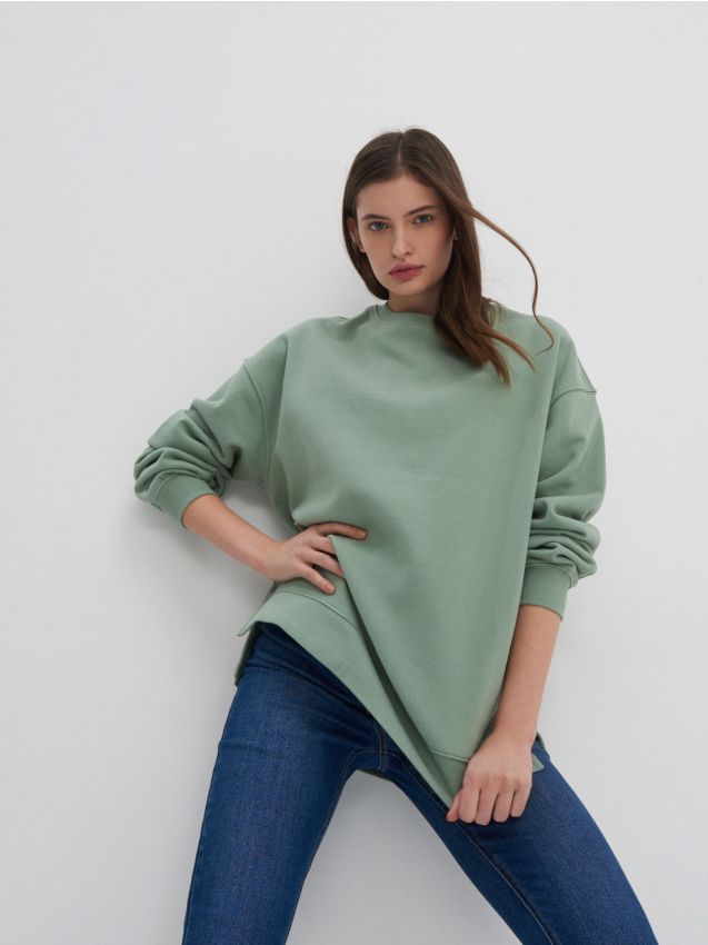 Basic oversize sporta džemperis - light green - 4739G-70X - HOUSE