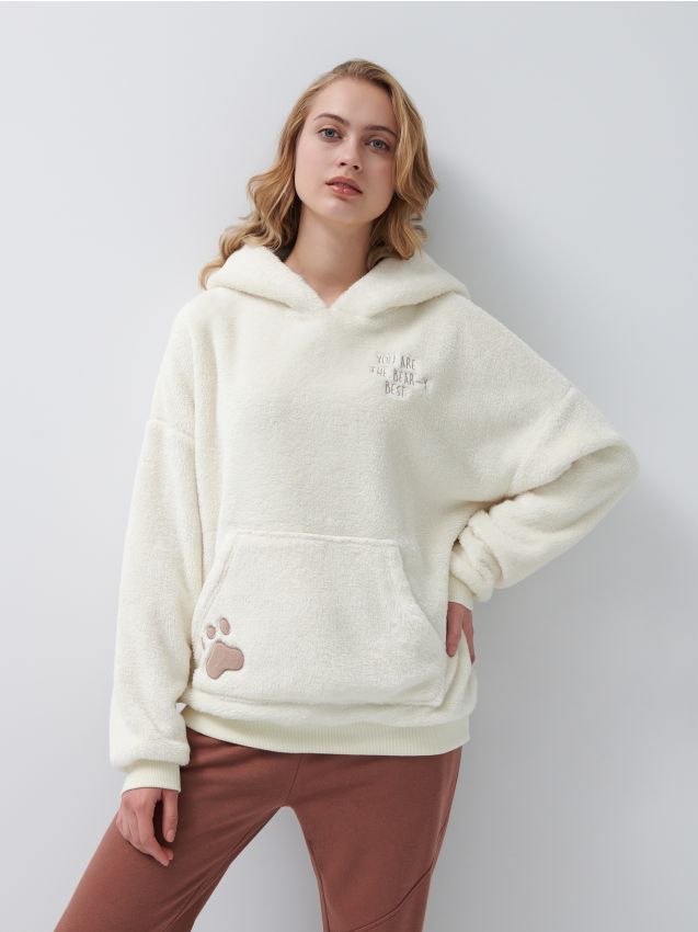 Bluza z kapturem z uszami Teddy - kremowy - 4760I-01X - HOUSE