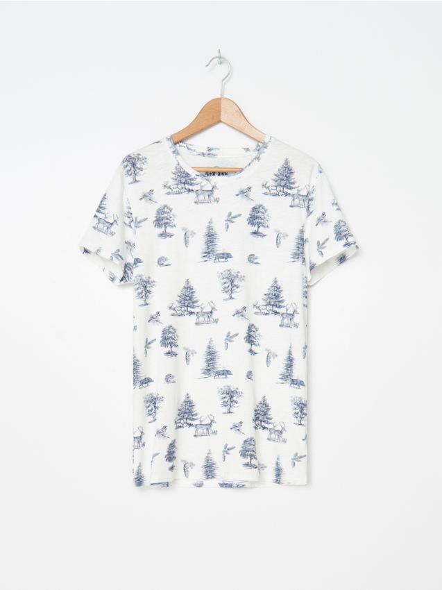 Koszulka z nadrukiem all over - cream - 5123D-01X - HOUSE