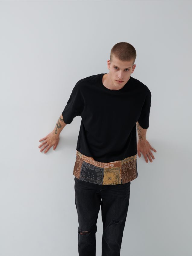 Tricou oversize - negru - 5147I-99X - HOUSE