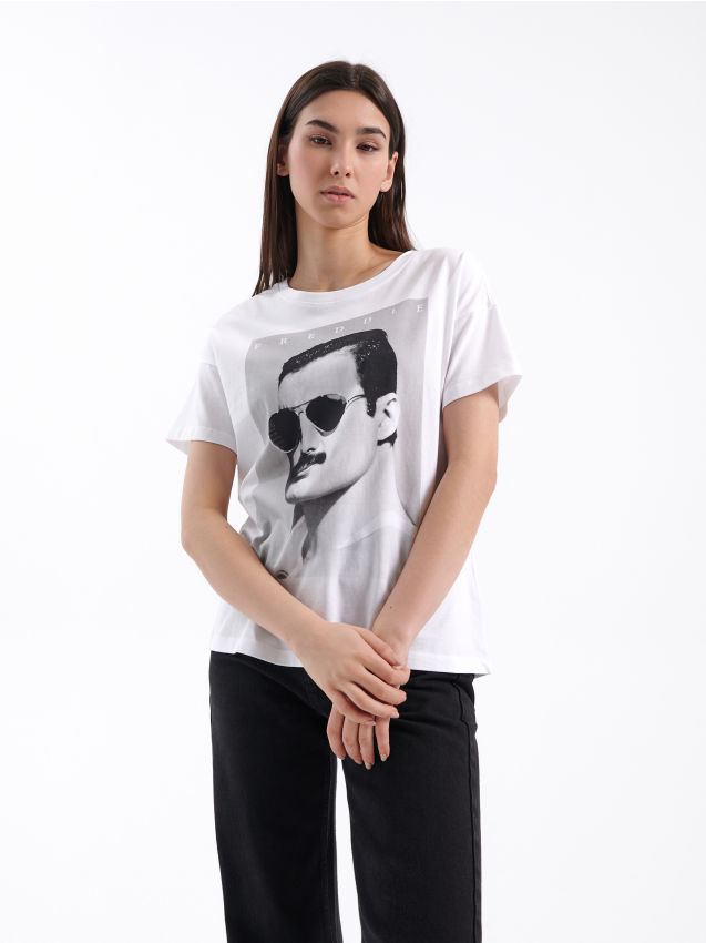 Majica kratkih rukava Freddie Mercury - bijela - HOUSE