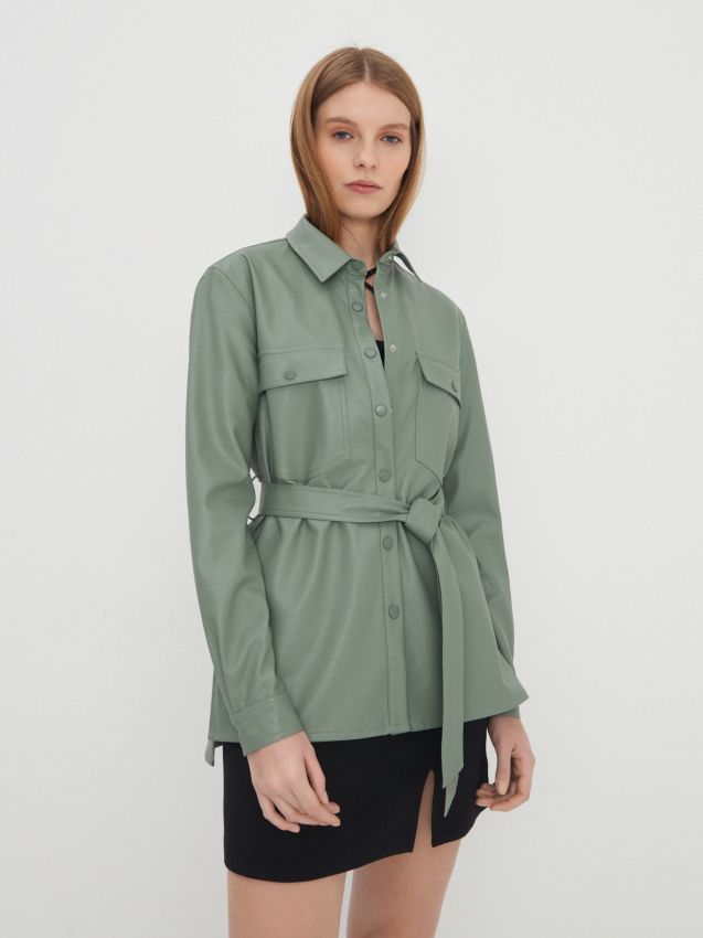 Faux leather shirt - light green - 5295D-70X - HOUSE