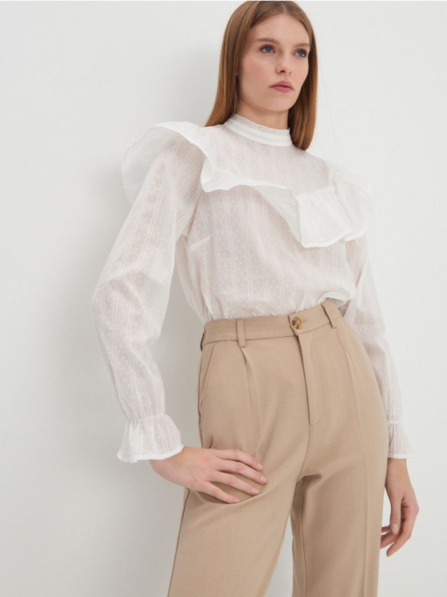 Bluse mit Rüschen - weiss - 5309D-00X - HOUSE