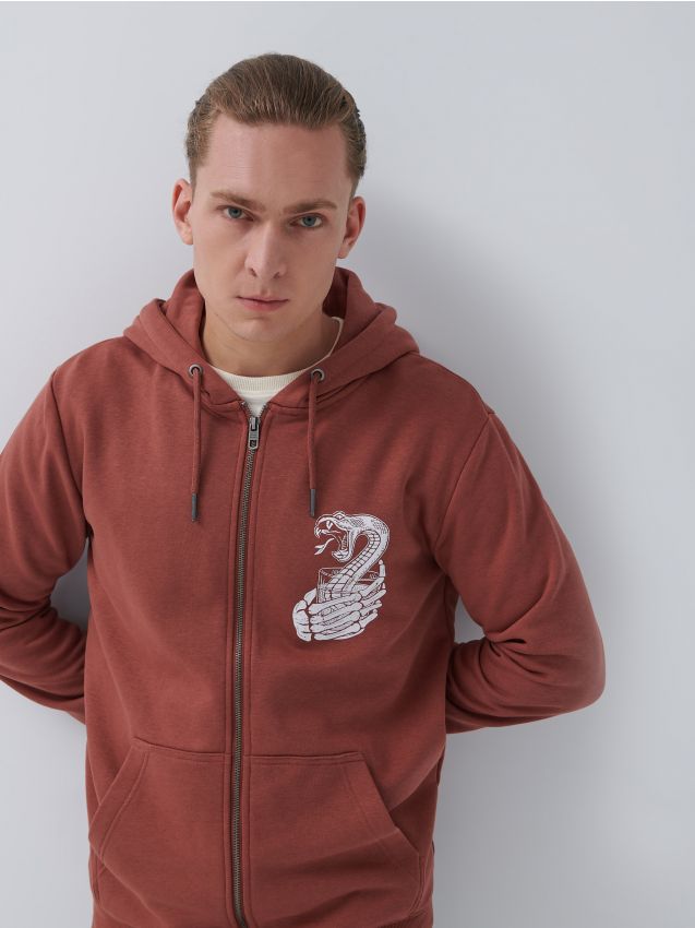 Majica s kapuljačom na patentni zatvarač - spicy red - 5353I-29X - HOUSE