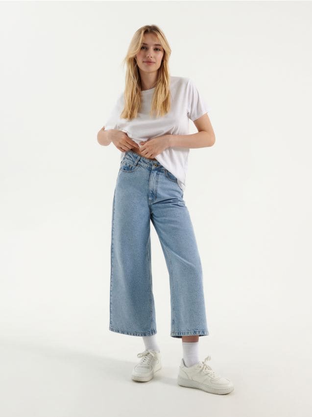 Fustă-pantalon din denim - albastru - HOUSE
