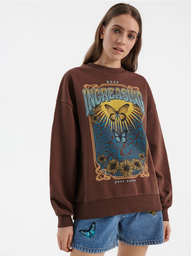 Mikina oversized - dark brown - HOUSE