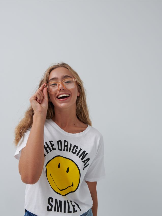 Футболка с принтом Smiley® - Белый - HOUSE