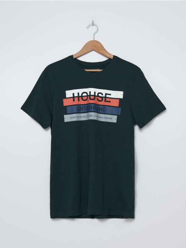 T-krekls ar apdruku - zaļš - 5855A-96X - HOUSE