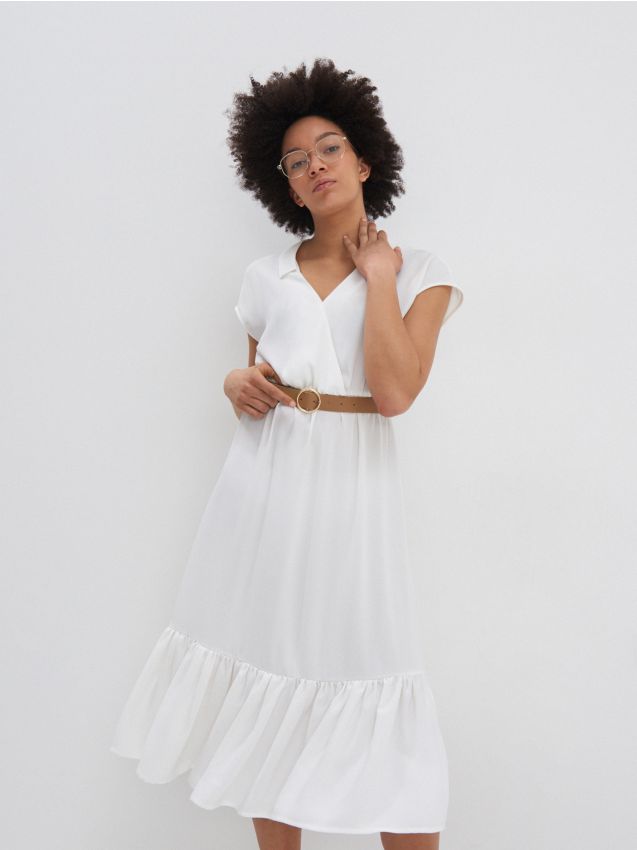 Dress with belt - cream - 5910E-01X - HOUSE