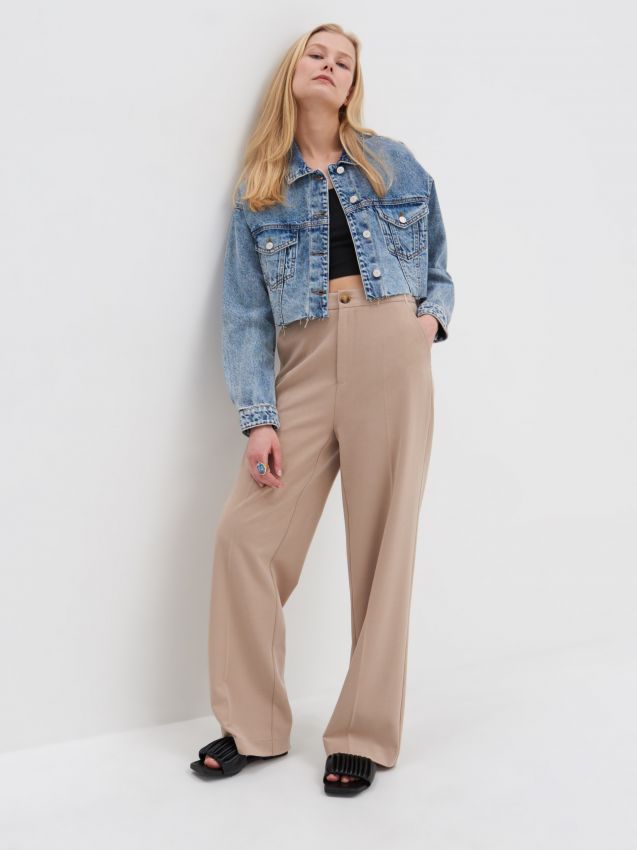 Wide leg trousers - beige - 5988E-80X - HOUSE