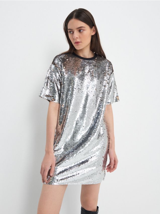 LADIES` DRESS - argintiu - 6125D-SLV - HOUSE