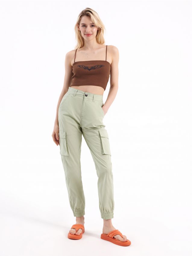Jogger hlače s cargo žepi - aqua - HOUSE