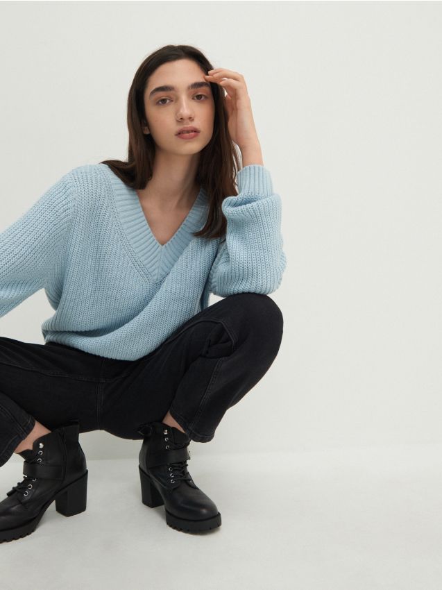 LADIES` SWEATER - pale blue - 6456E-05X - HOUSE