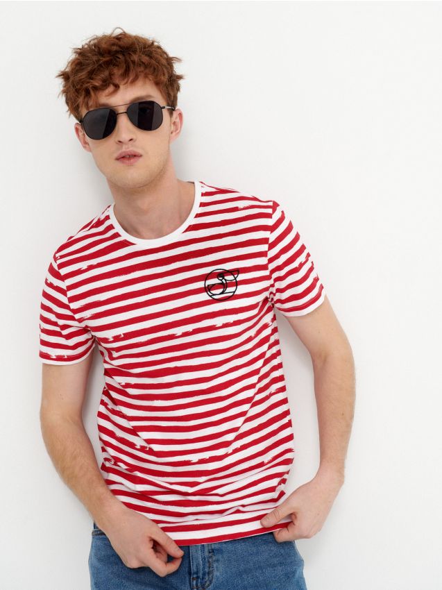 Csíkos T-shirt - fehér - 6531E-00X - HOUSE