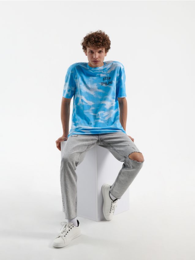 Vaqueros carrot fit con agujeros - gris claro - HOUSE