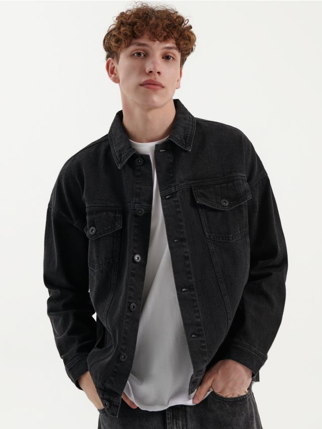 Oversized-lõikega teksajakk - must - HOUSE