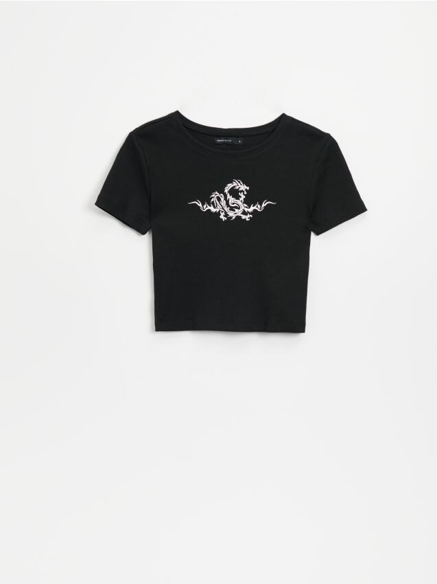 Camiseta corta con impresión - negro - HOUSE