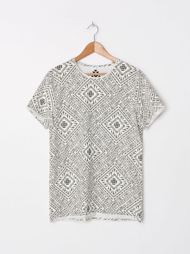 T-shirt with all-over print - kość słoniowa - 703ZV-01X - HOUSE