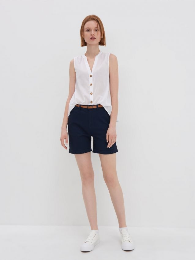 LADIES` SHORTS & BELT - тъмносин - HOUSE
