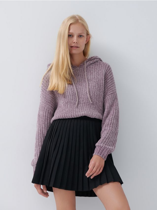 Dugačak džemper s kapuljačom - mauve - 7323I-34X - HOUSE