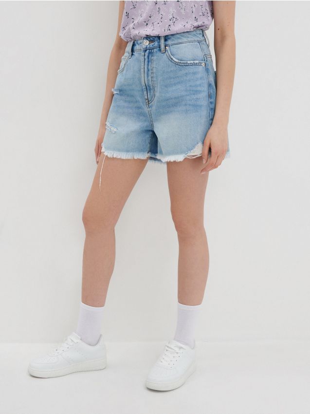 Denim-Shorts mit hoher Taille - blue jeans - 7402E-55J - HOUSE